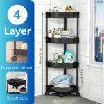 4-Tier Corner Storage Rack with Rotatable Wheels