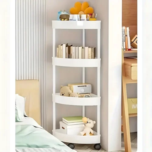 4-Tier Corner Storage Rack with Rotatable Wheels