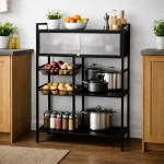 4-TIER HEAVY-DUTY CARBON STEEL STORAGE RACK WITH ROTATABLE WHEELS FOR VERSATILE ORGANIZATION – L115 CM x D32CM x H125CM - Image 5
