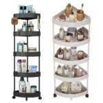 5-Tier Corner Storage Rack with Rotatable Wheels