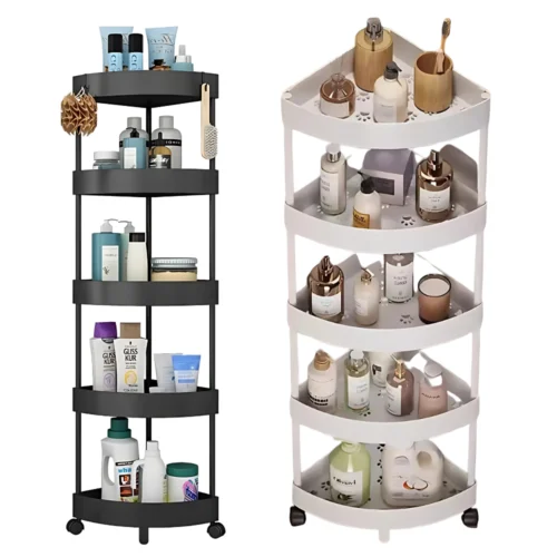 5-Tier Corner Storage Rack with Rotatable Wheels