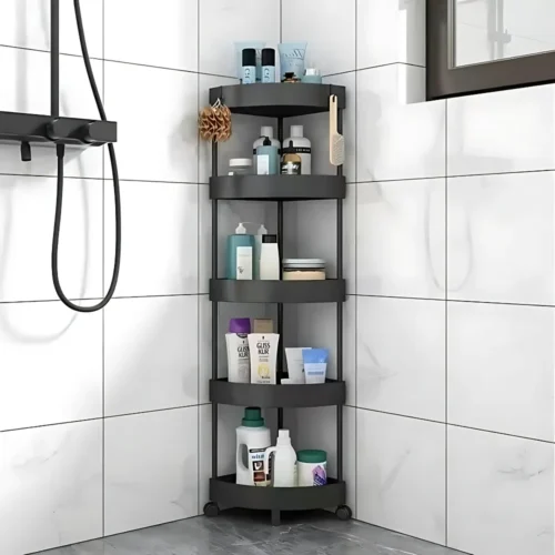 5-Tier Corner Storage Rack with Rotatable Wheels