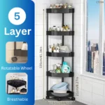 5-Tier Corner Storage Rack with Rotatable Wheels