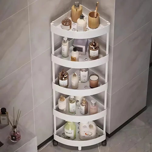 5-Tier Corner Storage Rack with Rotatable Wheels