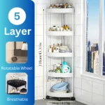 5-Tier Corner Storage Rack with Rotatable Wheels