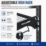 WALL MOUNT HEAVY DISH RACK, 3 LAYER KITCHEN DISH RACK WITH SPOON, KNIFE AND CUTTING BOARD HOLDER - Image 9
