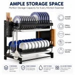 STAINLESS STEEL 2-TIER DISH DRYING RACK WITH UTENSIL AND CUTTING BOARD HOLDERS - Image 7