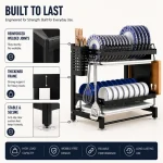 STAINLESS STEEL 2-TIER DISH DRYING RACK WITH UTENSIL AND CUTTING BOARD HOLDERS - Image 8