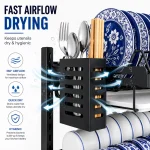 STAINLESS STEEL 2-TIER DISH DRYING RACK WITH UTENSIL AND CUTTING BOARD HOLDERS - Image 4