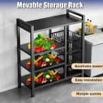 4-TIER METAL KITCHEN RACK, FREE STANDING SHELF FOR HOME AND KITCHEN – 90 CM x 32CM x 125CM - Image 4
