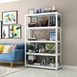 HEAVY-DUTY ADJUSTABLE WHITE SLOTTED ANGLE STEEL STORAGE RACK FOR HOME AND WORKSPACES