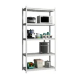 HEAVY-DUTY ADJUSTABLE WHITE SLOTTED ANGLE STEEL STORAGE RACK FOR HOME AND WORKSPACES