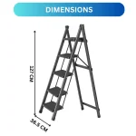 5-STEP FOLDING STEP LADDER, PORTABLE, ANTI-SLIP WIDE PEDALS, CARBON STEEL, SPACE-SAVING DESIGN, NO ASSEMBLY REQUIRED, LIGHTWEIGHT LADDER FOR HOME, KITCHEN, OFFICE USE - Image 7