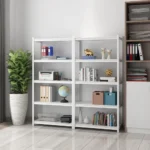 HEAVY-DUTY ADJUSTABLE WHITE SLOTTED ANGLE STEEL STORAGE RACK FOR HOME AND WORKSPACES