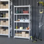 HEAVY-DUTY ADJUSTABLE WHITE SLOTTED ANGLE STEEL STORAGE RACK FOR HOME AND WORKSPACES