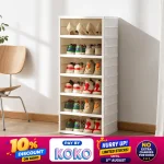 DOUBLE LAYER SHOE RACK, 6 TIERS FOR 12 PAIRS OF SHOES, FOLDABLE DESIGN, PREMIUM QUALITY PLASTIC, AMPLE STORAGE SPACE, EASY TO ASSEMBLE, MOVABLE ORGANIZER
