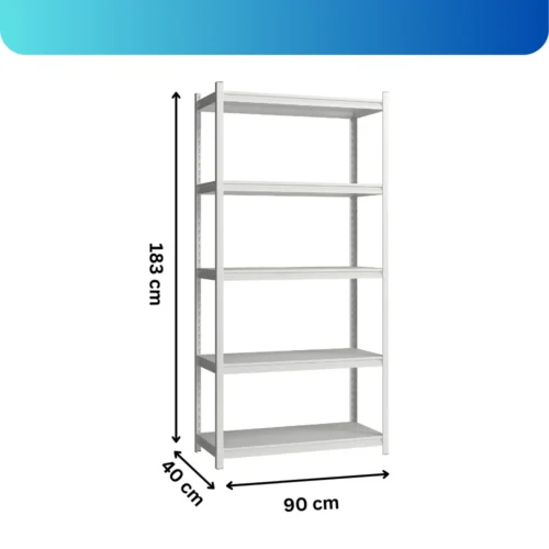 HEAVY-DUTY ADJUSTABLE WHITE SLOTTED ANGLE STEEL STORAGE RACK FOR HOME AND WORKSPACES