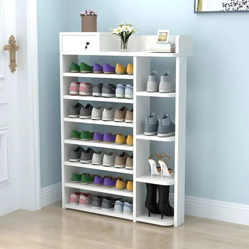 8-tier shoe rack, free-standing shoe storage, wooden shoe shelf, shoe organizer, shoe storage rack, living room shoe rack, dormitory shoe organizer, wooden shoe rack, entrance shoe storage, multi-tier shoe rack, shoe rack for entrance, living room storage, shoe display rack, space-saving shoe shelf, wooden shoe storage.