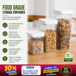 AIRTIGHT FOOD STORAGE CONTAINER, HEAVY-DUTY PREMIUM ABS PLASTIC, DUAL OPENER DESIGN, AVAILABLE IN 1100ML, 1800ML, AND 2300ML SIZES – 1 PIECE
