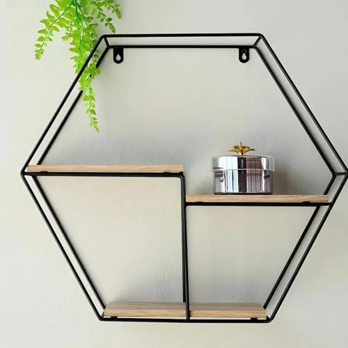 hexagon wall shelf, floating shelves for kitchen, 3-tier wall-mounted shelves, hexagonal floating shelves, decorative honeycomb shelves, wooden and metal shelves, rustic wall decor, hanging octagon shelves, modern hexagonal shelves, wall-mounted hexagon shelves, rustic style decor shelves, decorative hanging shelves, black hexagon wall shelf, gold hexagon wall shelf, bedroom floating shelves, living room wall shelves, kitchen storage wall shelves, floating wall shelves for bathrooms, wall decor shelving units, mounted wooden and metal shelves.