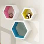 floating shelf, wall-mounted shelf, office storage shelves, display racks, wall decor shelves, hexagonal wooden shelves, 3-piece wall shelf set, hexagon-shaped wall decor, modern wall-mounted shelves, home decor shelves, storage racks for office, decorative wall-mounted shelves, wall storage for living room, display shelves for office, racks.lk wall decor, best floating shelves in Sri Lanka.