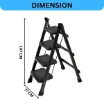 4-STEP FOLDING STEP LADDER, PORTABLE, ANTI-SLIP WIDE PEDALS, CARBON STEEL, SPACE-SAVING, NO ASSEMBLY REQUIRED, LIGHTWEIGHT LADDER FOR HOME, KITCHEN, OFFICE - Image 2