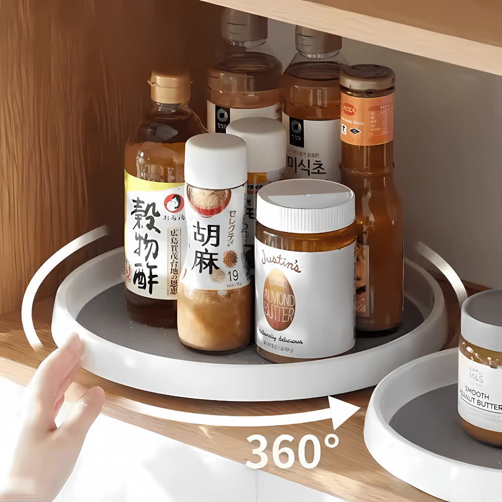 LAZY SUSAN ROTATABLE STORAGE RACK, 360° TURNABLE KITCHEN SPICE
