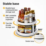 LAZY SUSAN, ROTATABLE STORAGE RACK, TURNABLE KITCHEN SPICES ORGANIZER, 360° ROTATING SEASONING STORAGE RACK - DOUBLE LAYER (RACK ONLY) - Image 4