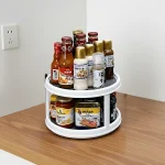 LAZY SUSAN, ROTATABLE STORAGE RACK, TURNABLE KITCHEN SPICES ORGANIZER, 360° ROTATING SEASONING STORAGE RACK - DOUBLE LAYER (RACK ONLY)