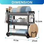 2-layer dish rack, countertop dish rack, plate rack, kitchen dish rack, carbon steel dish rack, black powder-coated dish rack, space-saving dish rack, rust-resistant dish rack, kitchen storage, countertop organizer, kitchenware organizer, durable dish rack, efficient drainage dish rack, modern dish rack, kitchen organization, kitchen countertop rack, plate storage, bowls and utensils rack, sleek dish rack, easy-to-clean dish rack, kitchenware storage.