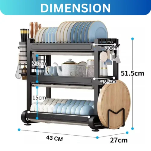 2-layer dish rack, countertop dish rack, plate rack, kitchen dish rack, carbon steel dish rack, black powder-coated dish rack, space-saving dish rack, rust-resistant dish rack, kitchen storage, countertop organizer, kitchenware organizer, durable dish rack, efficient drainage dish rack, modern dish rack, kitchen organization, kitchen countertop rack, plate storage, bowls and utensils rack, sleek dish rack, easy-to-clean dish rack, kitchenware storage.