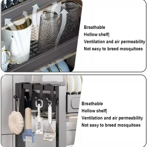 2-layer dish rack, countertop dish rack, plate rack, kitchen dish rack, carbon steel dish rack, black powder-coated dish rack, space-saving dish rack, rust-resistant dish rack, kitchen storage, countertop organizer, kitchenware organizer, durable dish rack, efficient drainage dish rack, modern dish rack, kitchen organization, kitchen countertop rack, plate storage, bowls and utensils rack, sleek dish rack, easy-to-clean dish rack, kitchenware storage.