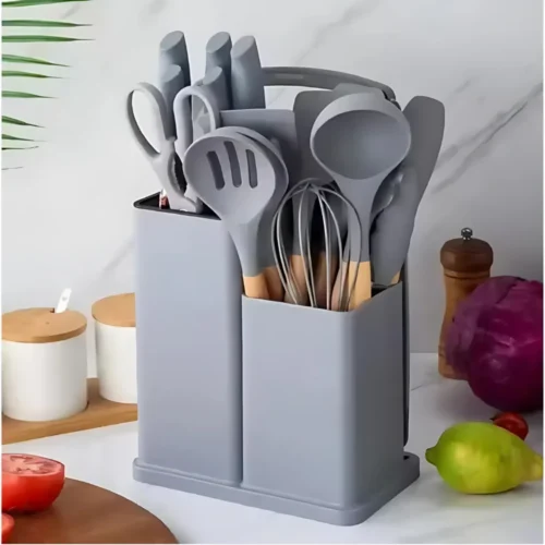 19pcs kitchen utensil set, non-stick spatula set, heat-resistant cooking utensils, wooden handle kitchen tools, silicone cooking utensils, kitchen utensil set Sri Lanka, buy cooking utensils online, non-stick cookware utensils, kitchen tools with storage holder, best cooking utensils Sri Lanka, racks.lk kitchen accessories, premium cooking tools, stylish kitchen utensil set, durable cooking utensils, affordable kitchen tools Sri Lanka, islandwide delivery kitchen accessories