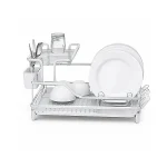 2-TIER DISH RACK | WHITE METAL PLATE & CUP DRYING RACK – DURABLE & SPACE-SAVING - Image 5