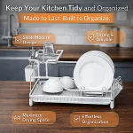 2-TIER DISH RACK | WHITE METAL PLATE & CUP DRYING RACK – DURABLE & SPACE-SAVING - Image 3