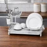 2-TIER DISH RACK | WHITE METAL PLATE & CUP DRYING RACK – DURABLE & SPACE-SAVING
