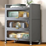 3-door kitchen cabinet, carbon steel kitchen storage, kitchen storage cabinet Sri Lanka, grey kitchen cabinet, durable kitchen rack, kitchen organizer Sri Lanka