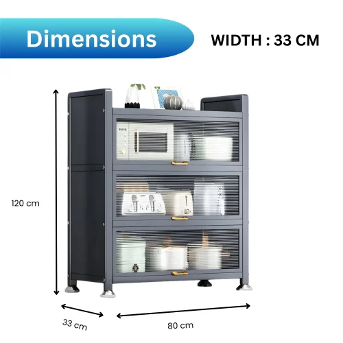 3-door kitchen cabinet, carbon steel kitchen storage, kitchen storage cabinet Sri Lanka, grey kitchen cabinet, durable kitchen rack, kitchen organizer Sri Lanka
