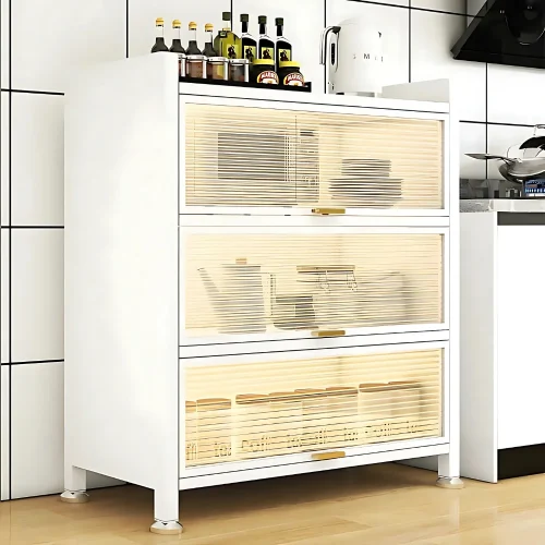 White 3-Tier Kitchen Storage Cabinet in Sri Lanka, kitchen storage rack in Sri Lanka, kitchen cabinet with lid in Colombo, 3-tier kitchen cabinet in Sri Lanka, white storage rack for pantry Sri Lanka, closed kitchen storage cabinet, carbon steel kitchen rack Sri Lanka, dustproof kitchen cabinet in Sri Lanka, kitchen shelf organizer with doors, modern kitchen rack with lid Sri Lanka, multipurpose storage cabinet in Colombo, pantry storage cabinet Sri Lanka, kitchen cupboard with polycarbonate doors, compact kitchen rack for small kitchens Sri Lanka, 3-layer kitchen rack in white