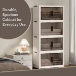 Storage cupboard in Sri Lanka, Durable storage cupboard, Foldable storage cabinet, Stackable cupboard, Spacious storage cupboard in Colombo, Home storage solutions in Sri Lanka, White and beige storage cupboard