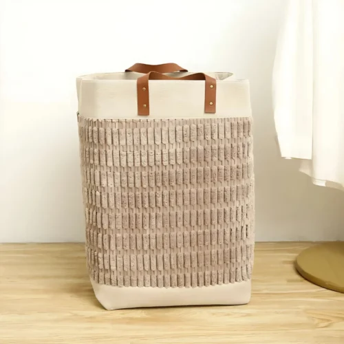 laundry bag in Sri Lanka, fabric laundry basket, stylish laundry bag, laundry hamper in Colombo, best laundry storage in Sri Lanka, collapsible laundry bag, modern laundry bin, laundry organizer, home storage solutions in Sri Lanka, Racks.lk laundry basket