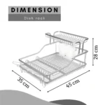 2-TIER DISH RACK | WHITE METAL PLATE & CUP DRYING RACK – DURABLE & SPACE-SAVING