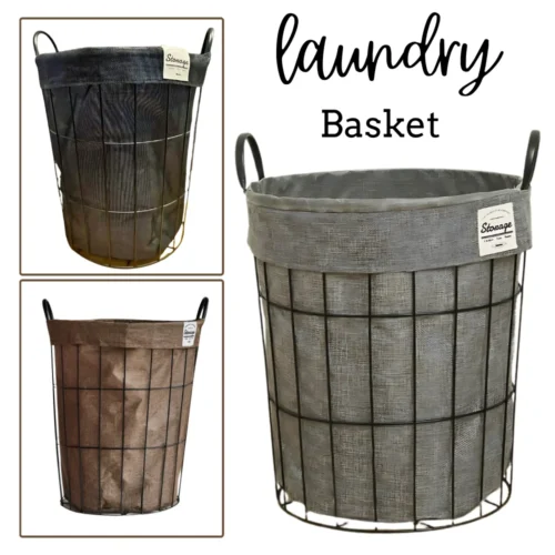 large round laundry basket in Sri Lanka, large laundry basket in Colombo, laundry basket with metal handle in Sri Lanka, breathable linen laundry basket in Colombo, large size laundry basket in Sri Lanka, stylish laundry basket in Colombo, durable laundry basket in Sri Lanka, spacious round laundry basket, laundry storage basket in Colombo, modern laundry basket in Sri Lanka.