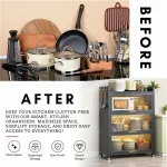 3-DOOR KITCHEN STORAGE CABINET WITH CLOSING LID – DURABLE CARBON STEEL RACK FOR ORGANIZED STORAGE - 80CM x 33CM x 120CM BLACK - Image 7