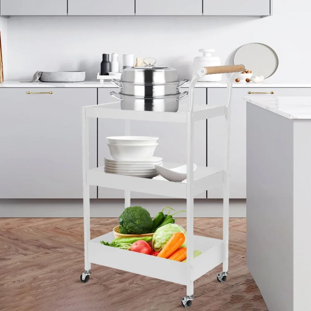 white 3 tier trolley in Sri Lanka, rolling storage cart Colombo, white metal utility rack Sri Lanka, mobile organizer cart white color, kitchen cart with wheels in Sri Lanka, bathroom storage trolley Colombo, racks.lk white trolley, stylish 3-tier storage rack Sri Lanka, white trolley rack for office, affordable storage cart in Colombo