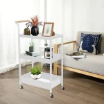 white 3 tier trolley in Sri Lanka, rolling storage cart Colombo, white metal utility rack Sri Lanka, mobile organizer cart white color, kitchen cart with wheels in Sri Lanka, bathroom storage trolley Colombo, racks.lk white trolley, stylish 3-tier storage rack Sri Lanka, white trolley rack for office, affordable storage cart in Colombo