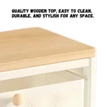 White slim steel storage rack in Sri Lanka, 4-layer storage organizer in Colombo, metal drawer rack Sri Lanka, wooden top storage unit, white storage rack with wheels, best storage organizer in Colombo, multi-purpose steel rack Sri Lanka. D.PIC