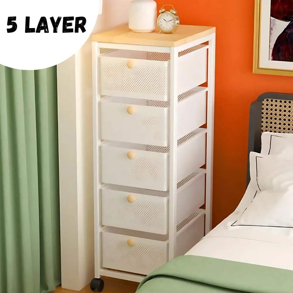 Buy a 5 Layer White Steel Slim Storage Rack Sri Lanka | racks.lk