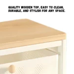 White steel storage rack in Sri Lanka, 5-layer storage organizer in Colombo, metal drawer rack Sri Lanka, wooden top storage unit, white storage rack with wheels, best storage organizer in Colombo, multi-purpose steel rack Sri Lanka.