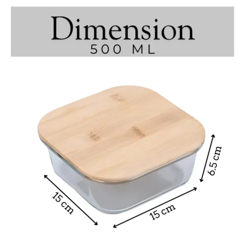 Bamboo Lid Glass Food Storage Container, Square Glass Container with Bamboo Lid, Airtight Food Storage, Leakproof Glass Container, Microwave Safe Glass Box, Bamboo Lid Storage Container in Colombo, Kitchen Storage in Sri Lanka